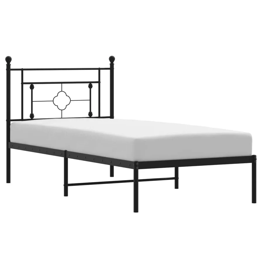 Cadre de lit métal sans matelas avec tête de lit noir 90x200 cm - 2
