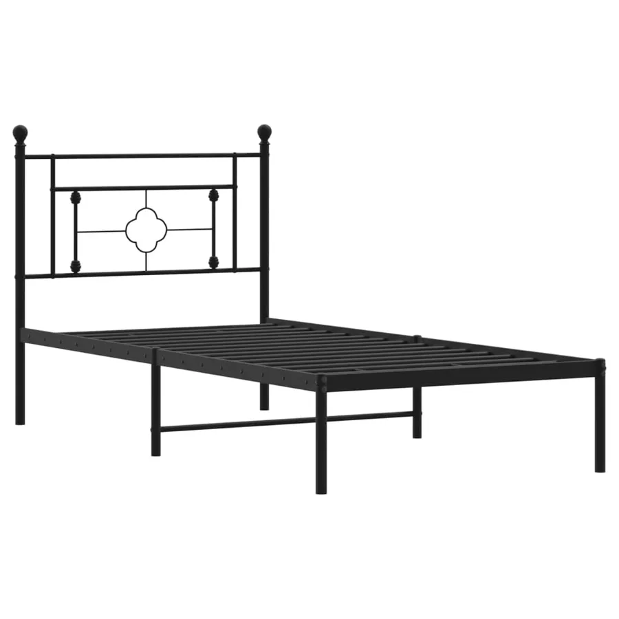 Cadre de lit métal sans matelas avec tête de lit noir 90x200 cm - 4