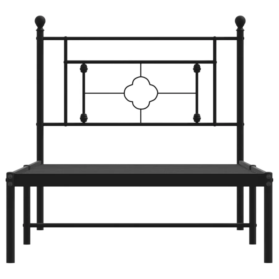 Cadre de lit métal sans matelas avec tête de lit noir 90x200 cm - 5