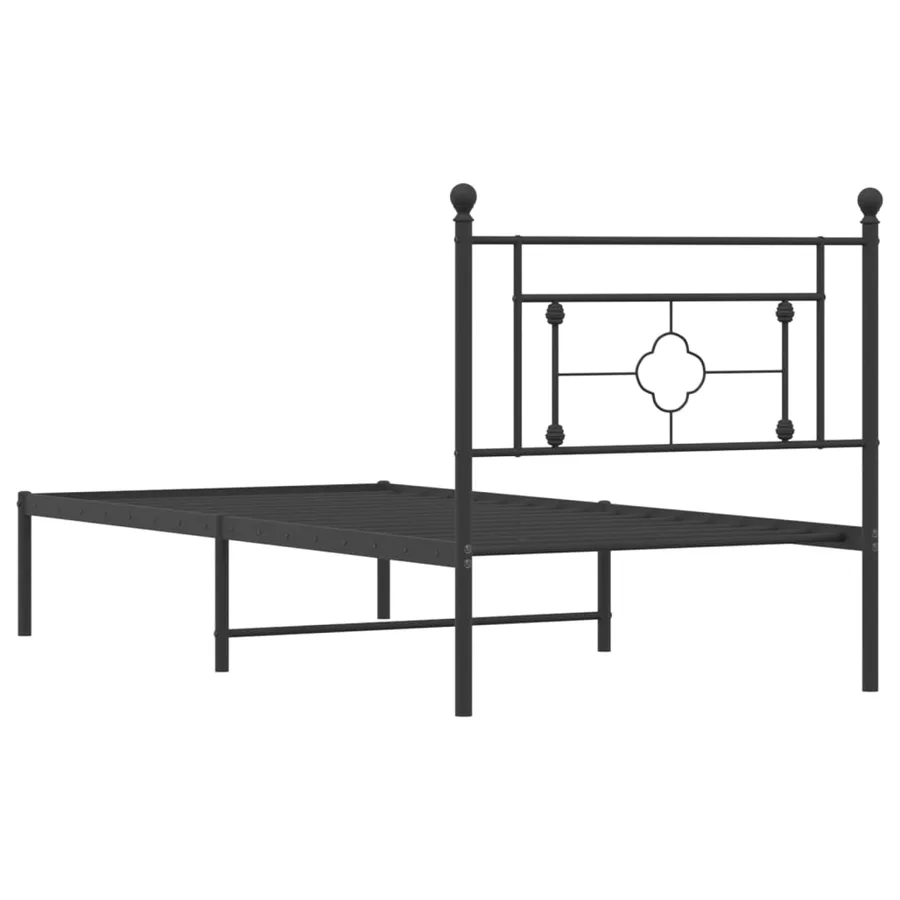 Cadre de lit métal sans matelas avec tête de lit noir 90x200 cm - 7