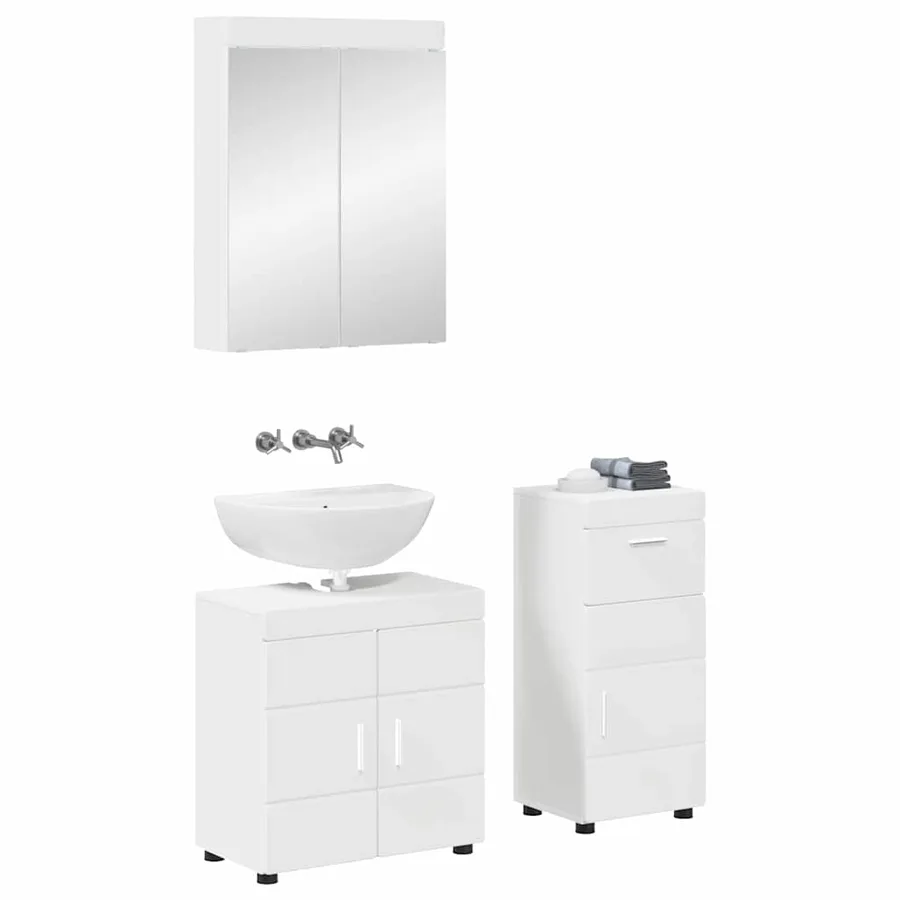 Ensemble de mobilier de salle de bain TULUM 3 pcs Blanc - 2