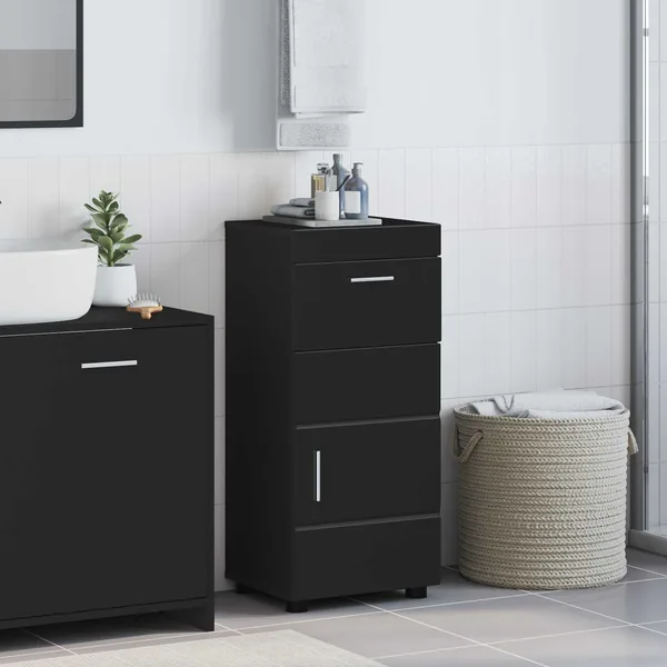 Ensemble d'armoire de salle de bain avec tiroir TULUM Noir