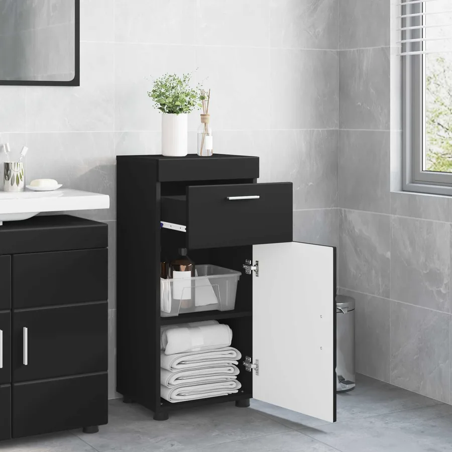 Ensemble d'armoire de salle de bain avec tiroir TULUM Noir - 4