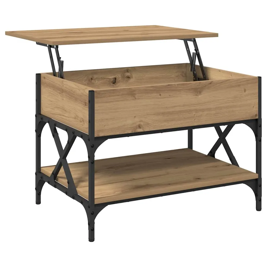 Table basse Chêne artisanal 70x50x50cm Bois d'ingénierie - 5