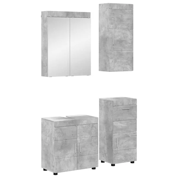Ensemble de mobilier de salle de bain TULUM 4 pcs Gris béton