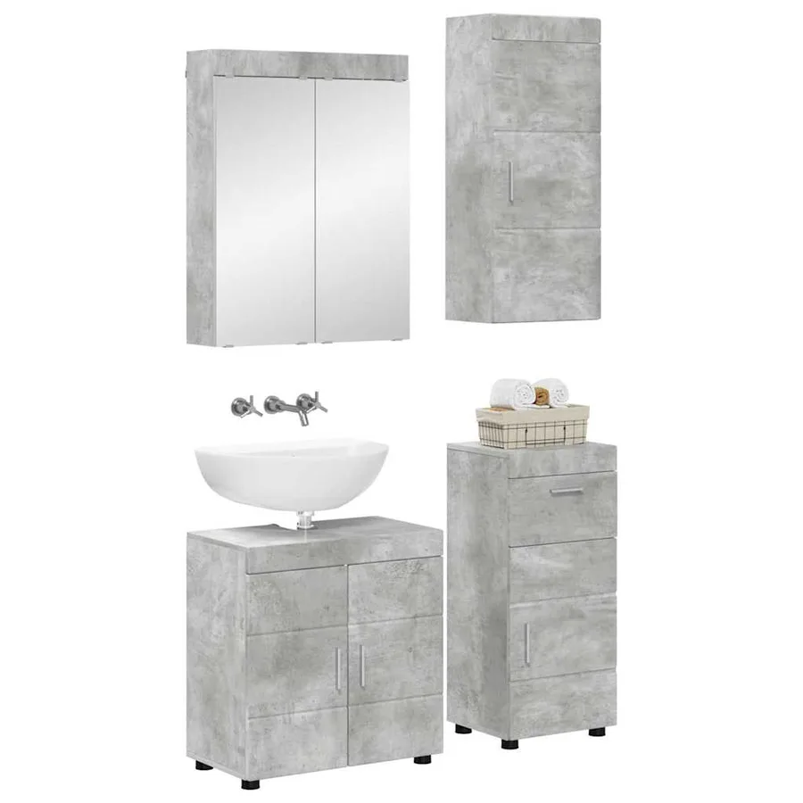 Ensemble de mobilier de salle de bain TULUM 4 pcs Gris béton - 2
