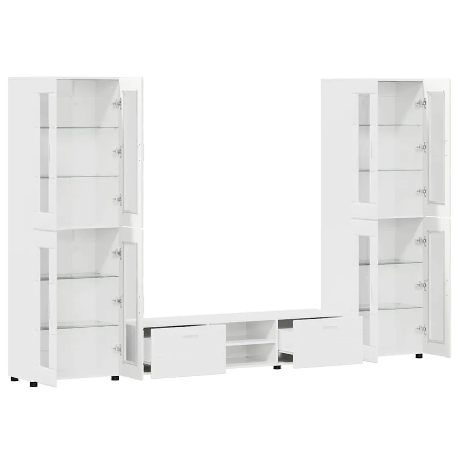 Ensemble meuble TV avec tiroir FLORIN 3 pcs Blanc brillant - 5