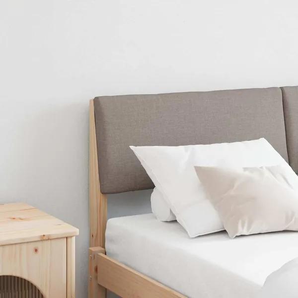 Tête de lit capitonnée Taupe 135 cm Pin massif