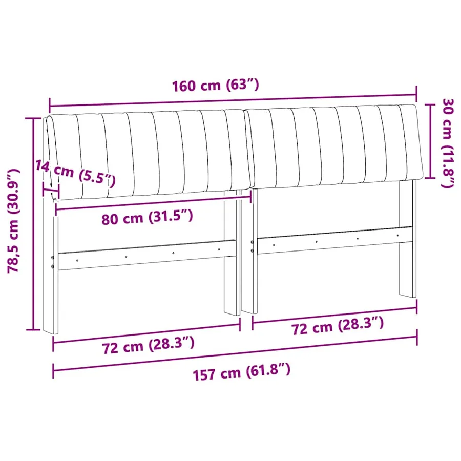 Tête de lit capitonnée Gris clair 160 cm Pin massif - 11