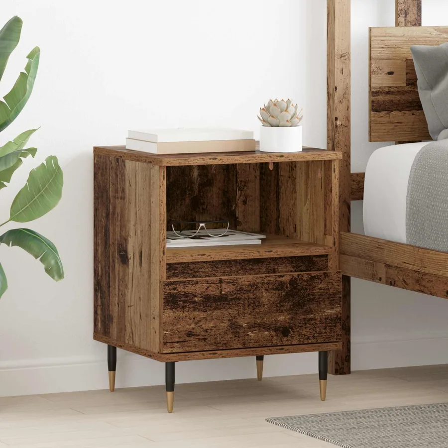Cabinet de chevet Bois ancien 40 x 35 x 50 cm Bois d'ingénierie