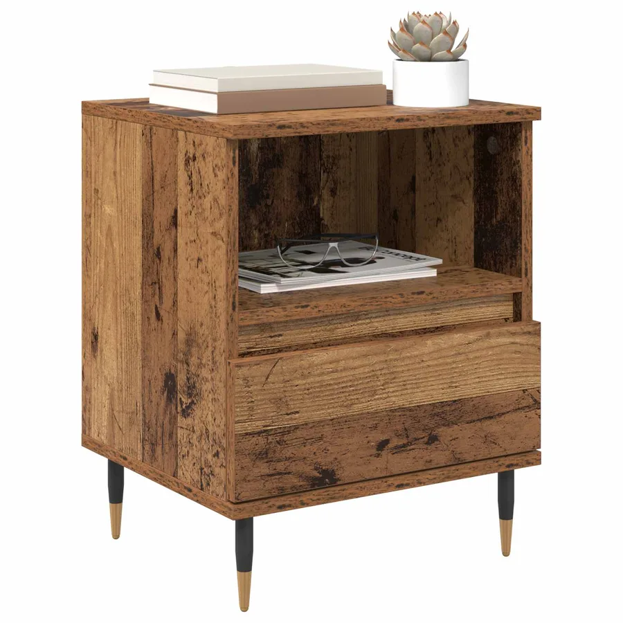 Cabinet de chevet Bois ancien 40 x 35 x 50 cm Bois d'ingénierie - 3