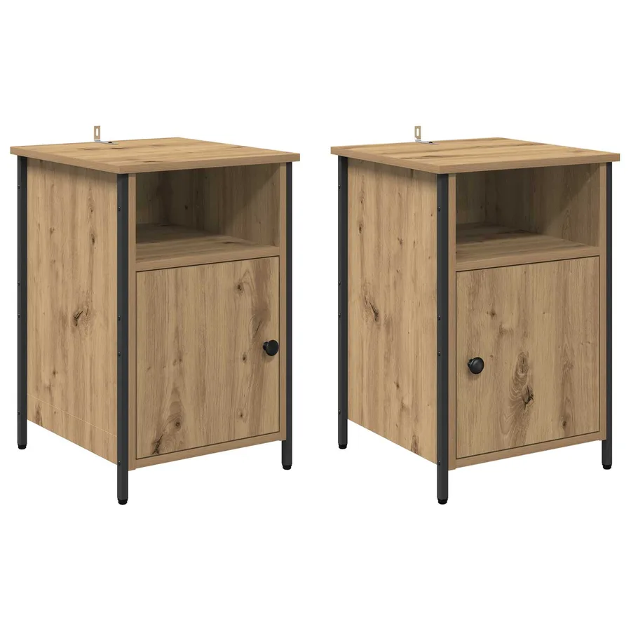 Cabinet de chevet 2 pc Chêne artisanal 40 x 42 x 60 cm - 2