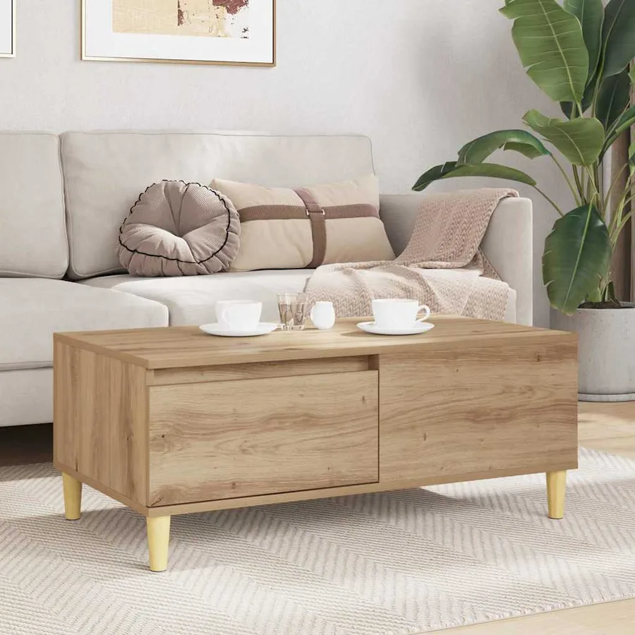 Table basse Chêne artisanal 90 x 50 x 35 cm Bois d'ingénierie - 4