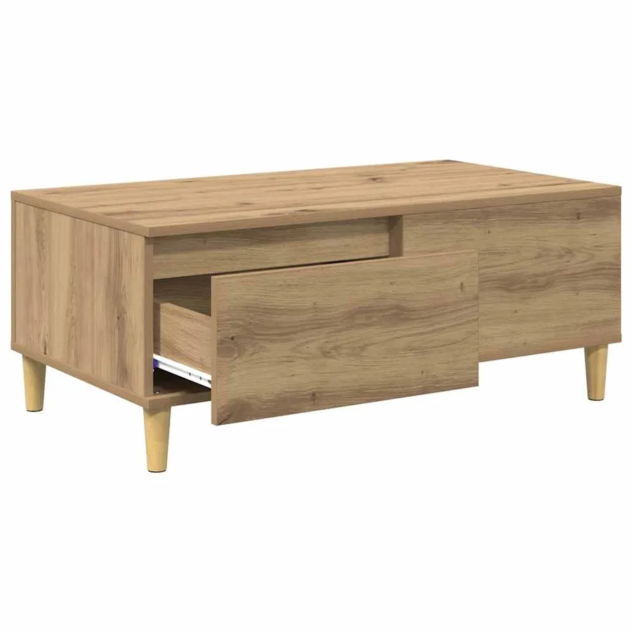 Table basse Chêne artisanal 90 x 50 x 35 cm Bois d'ingénierie - 5