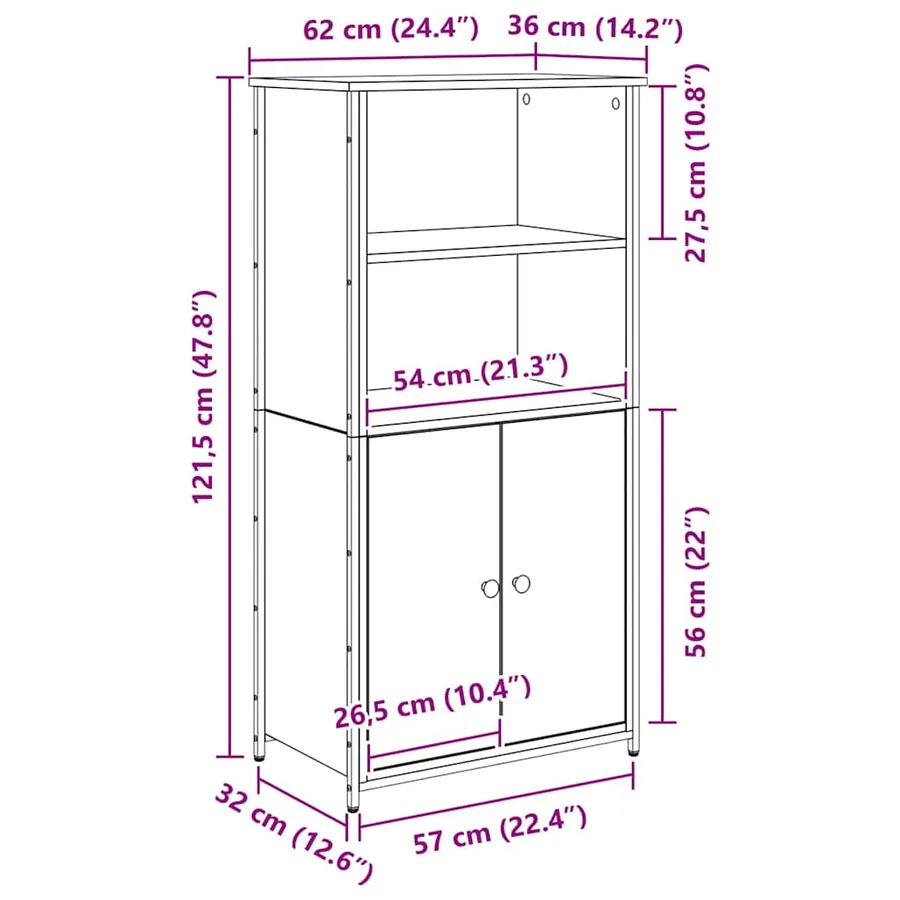 Haut Armoire Chêne noir 62 x 36 x 121,5 cm Bois d'ingénierie - 13