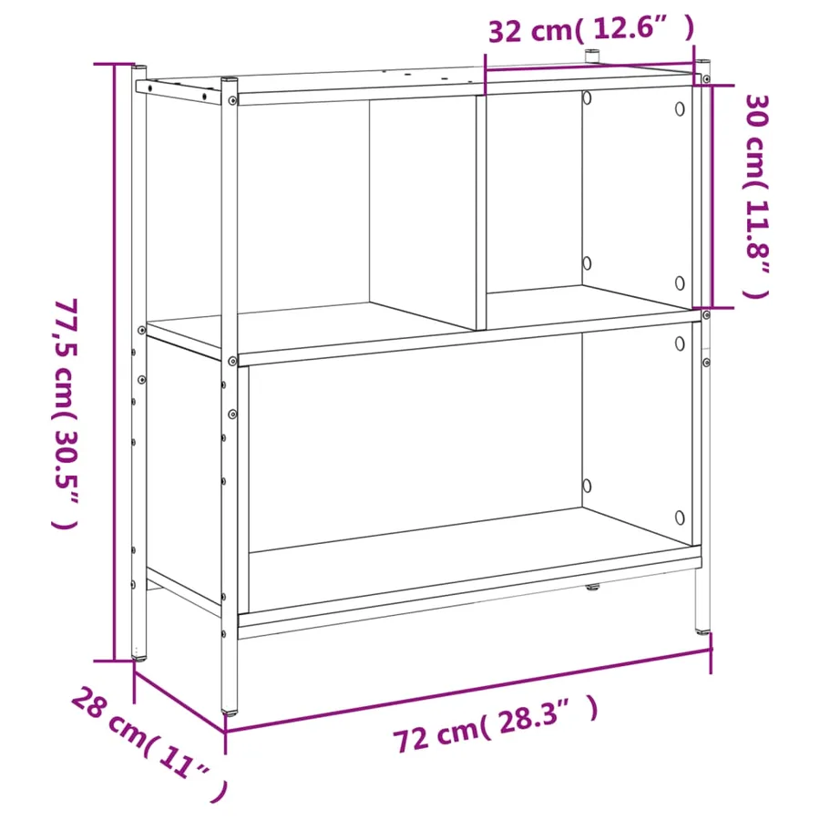 Bibliothèque noir 72x28x77,5 cm bois d'ingénierie - 11