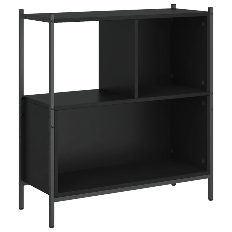 Bibliothèque noir 72x28x77,5 cm bois d'ingénierie - 2