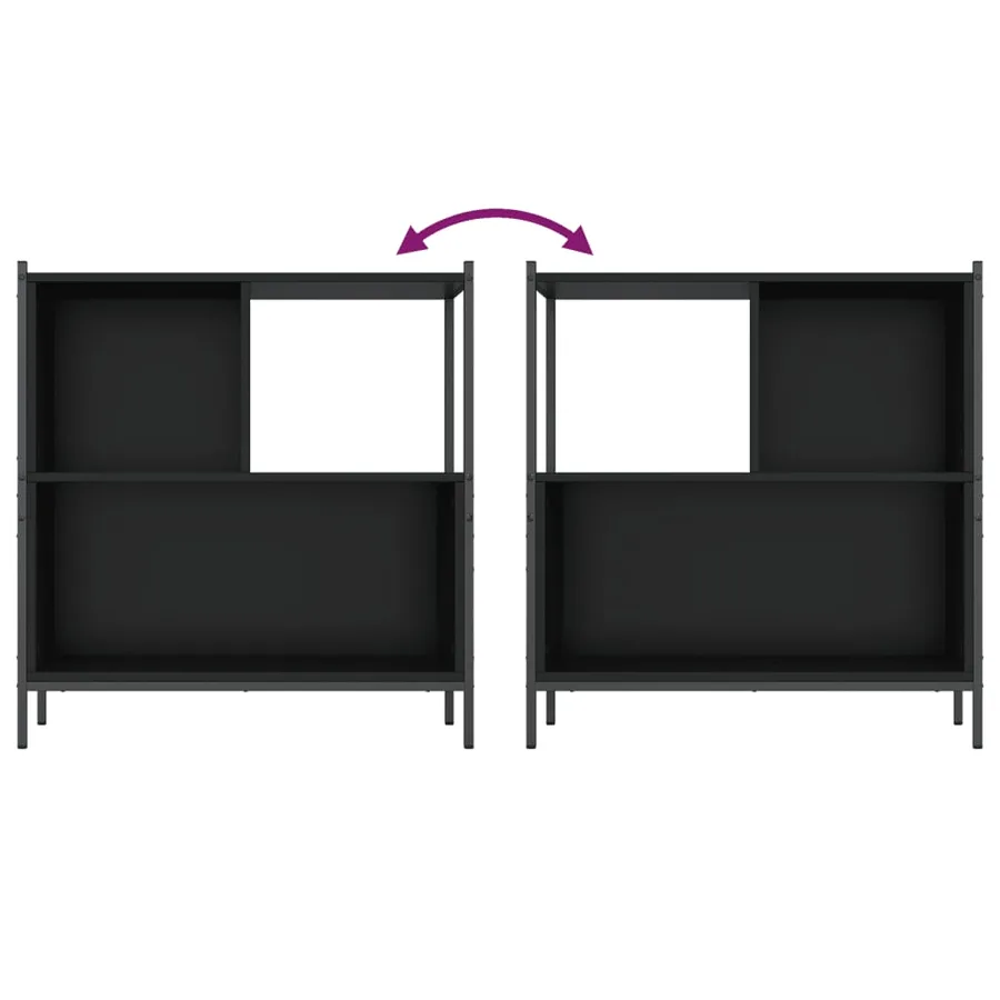Bibliothèque noir 72x28x77,5 cm bois d'ingénierie - 8