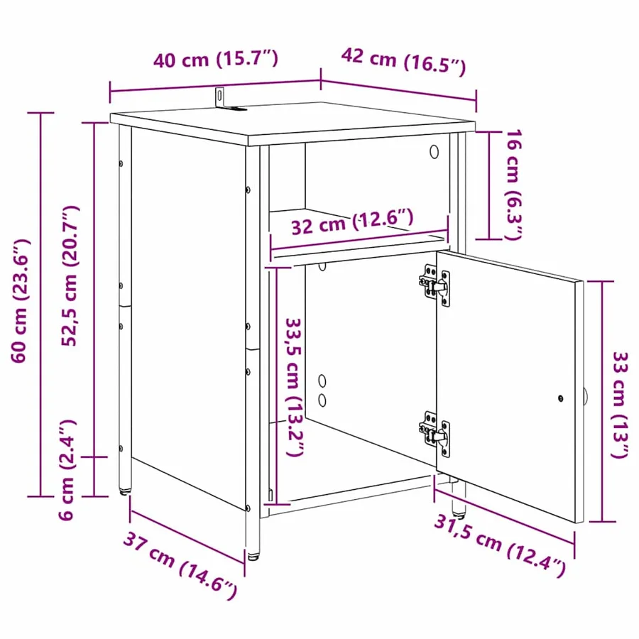 Cabinet de chevet 2 pcs Chêne noir 40 x 42 x 60 cm - 18