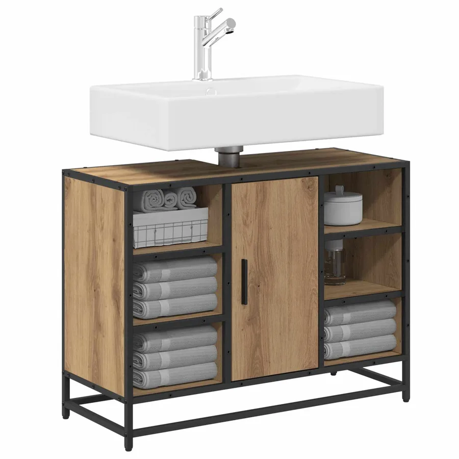 Cabinet de salle de bain Chêne artisanal 80 x 33 x 60 cm - 3