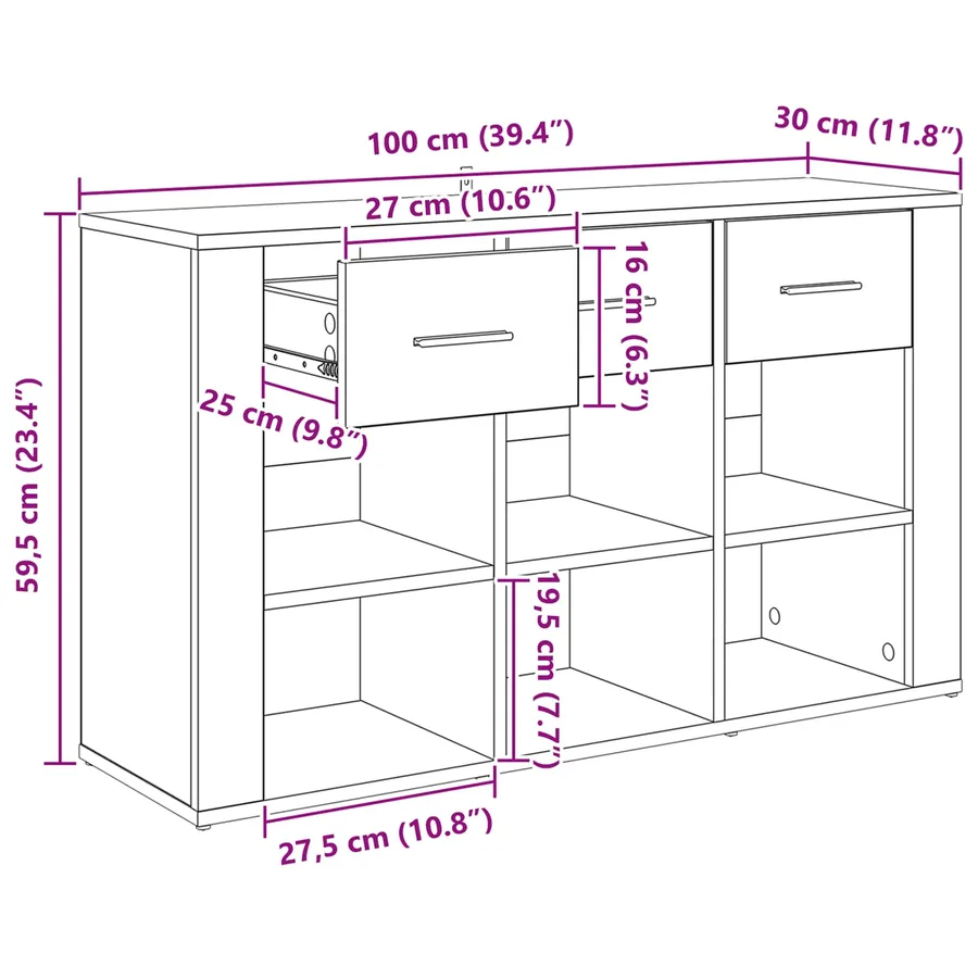 Buffet Bois Ancien 100 x 30 x 59,5 cm Bois d'ingénierie - 14