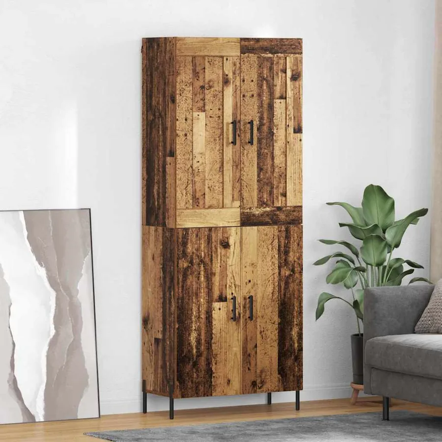Haut Armoire 2 pcs Bois Ancien Bois d'ingénierie