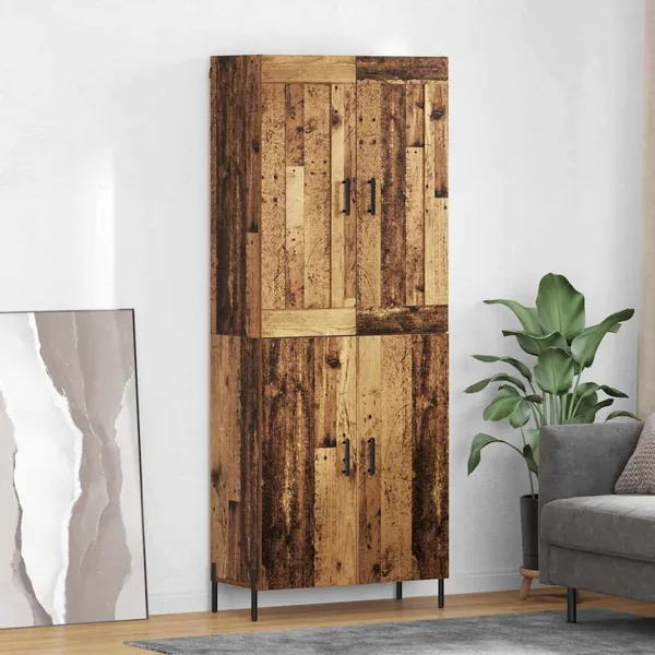 Haut Armoire 2 pcs Bois Ancien Bois d'ingénierie