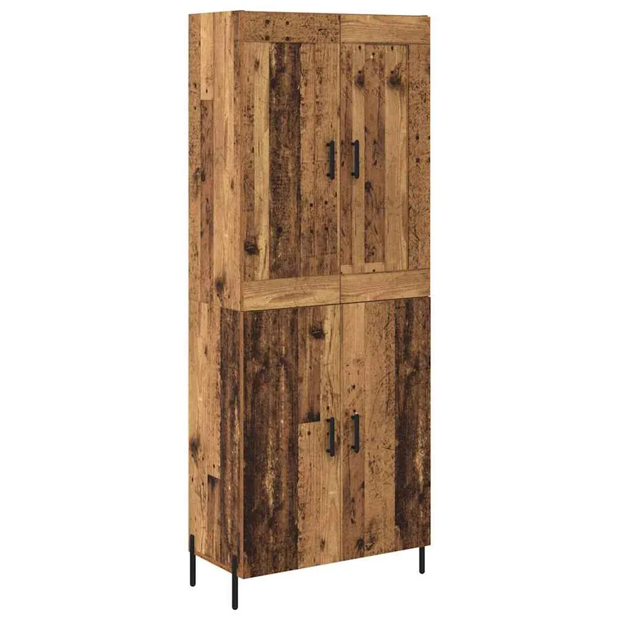 Haut Armoire 2 pcs Bois Ancien Bois d'ingénierie - 2