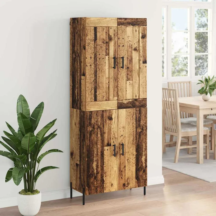 Haut Armoire 2 pcs Bois Ancien Bois d'ingénierie - 4