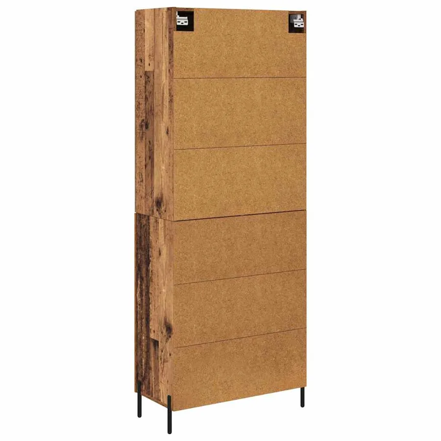 Haut Armoire 2 pcs Bois Ancien Bois d'ingénierie - 8