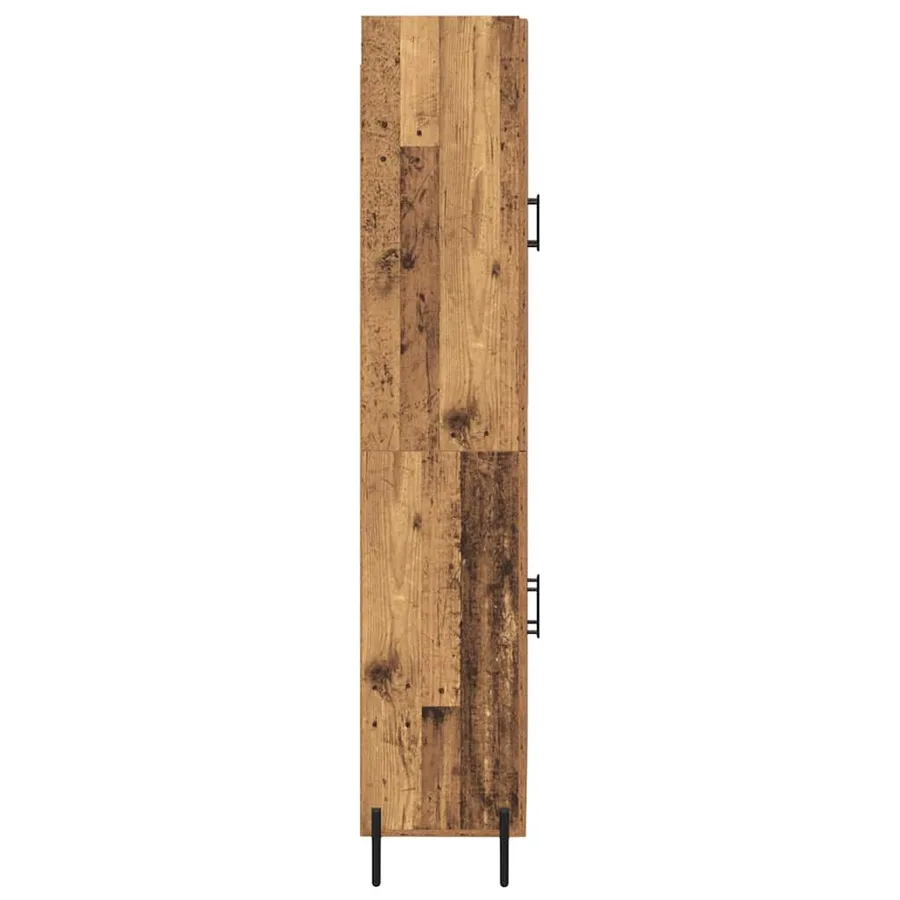 Haut Armoire 2 pcs Bois Ancien Bois d'ingénierie - 9