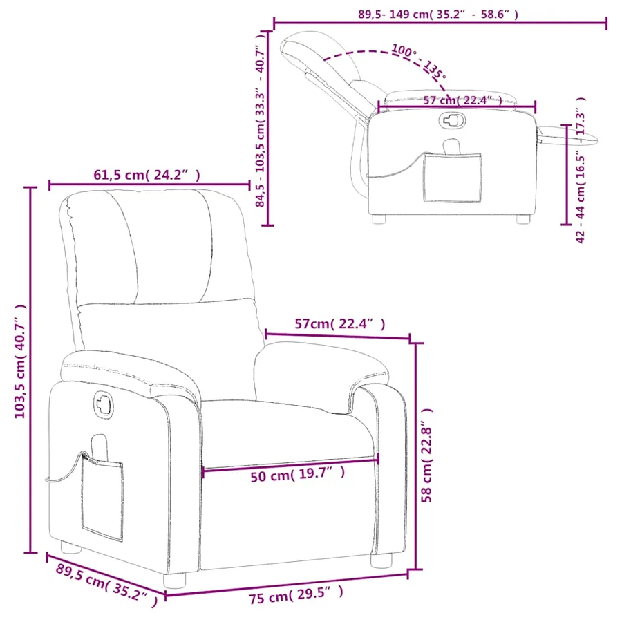 Fauteuil inclinable de massage gris foncé tissu microfibre - 13