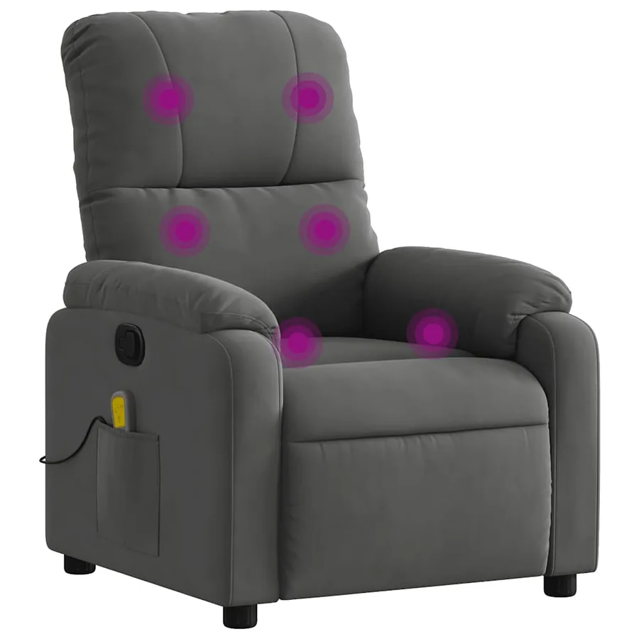 Fauteuil inclinable de massage gris foncé tissu microfibre - 2