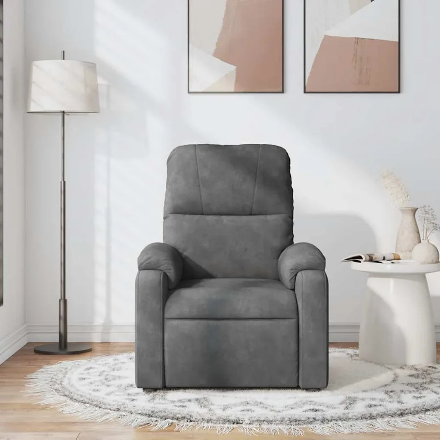 Fauteuil inclinable de massage gris foncé tissu microfibre - 3