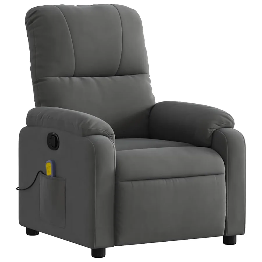 Fauteuil inclinable de massage gris foncé tissu microfibre - 4