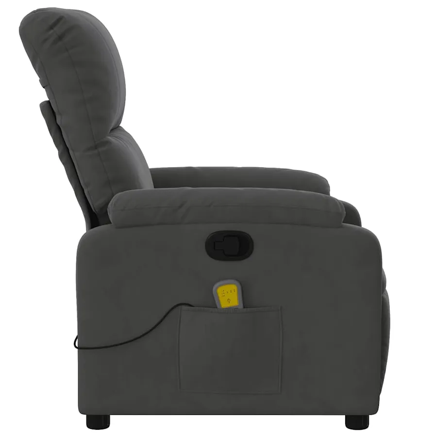 Fauteuil inclinable de massage gris foncé tissu microfibre - 9