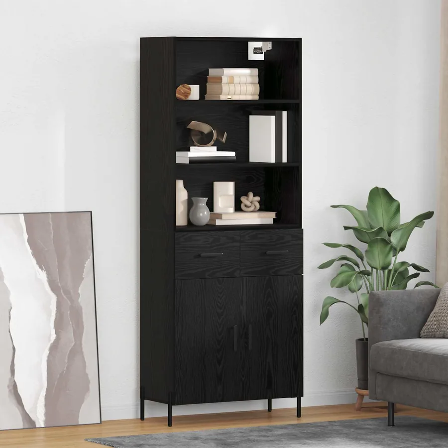Haut Armoire Chêne noir 69,5 x 34 x 180 cm Bois d'ingénierie