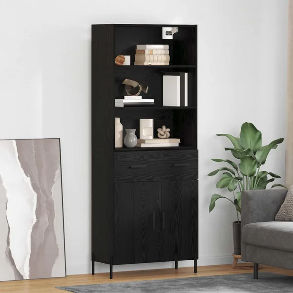 Haut Armoire Chêne noir 69,5 x 34 x 180 cm Bois d'ingénierie