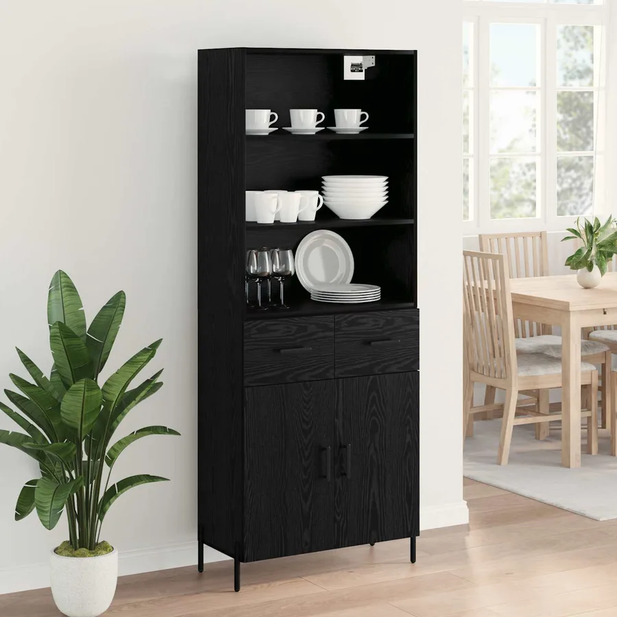 Haut Armoire Chêne noir 69,5 x 34 x 180 cm Bois d'ingénierie - 4