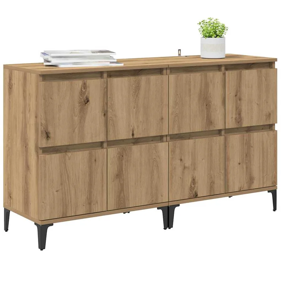 Buffets 2 pcs Chêne artisanal 60 x 35 x 70 cm Bois d'ingénierie - 3