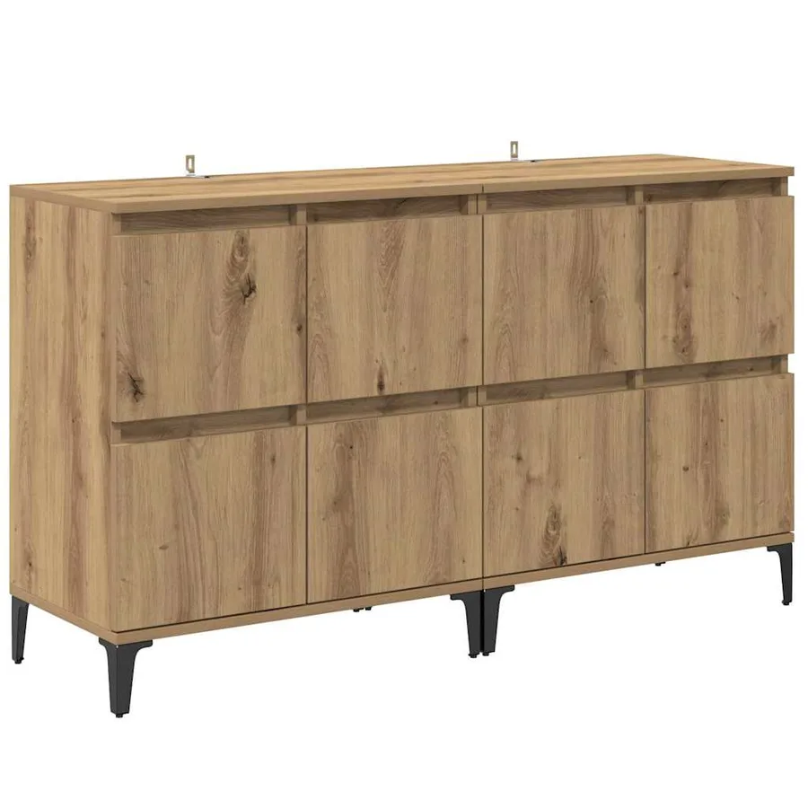 Buffets 2 pcs Chêne artisanal 60 x 35 x 70 cm Bois d'ingénierie - 5
