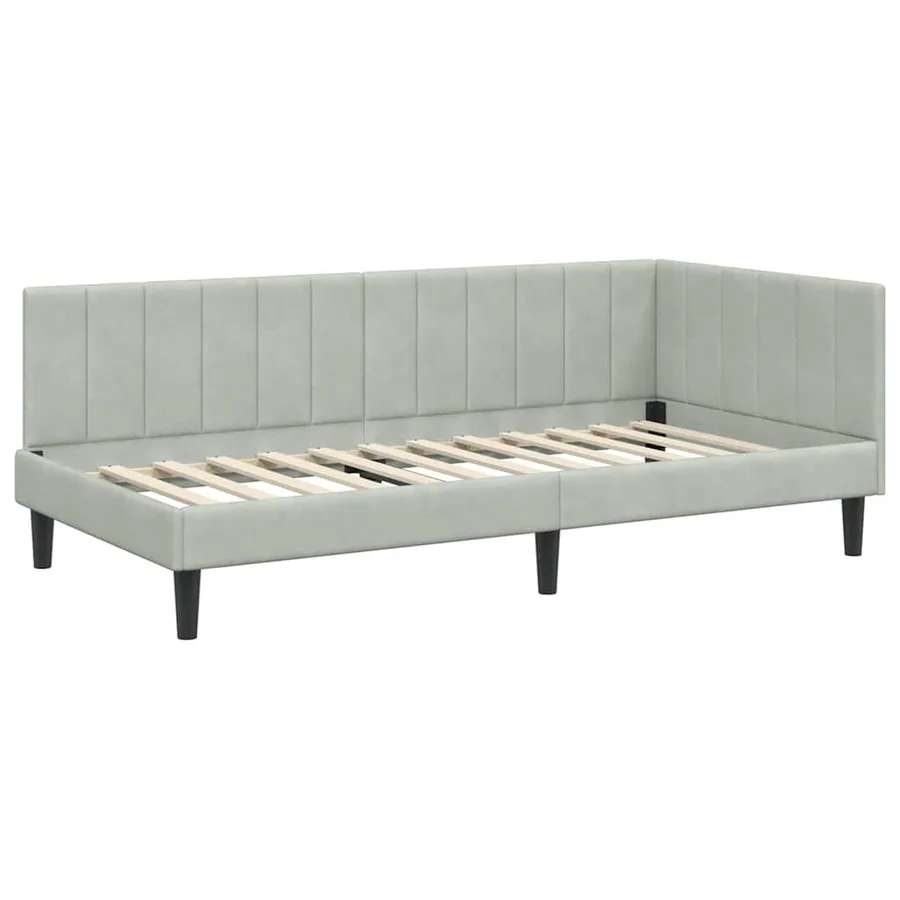 Cadre de lit d'angle Gris clair 90 cm x 200 cm Velours - 4