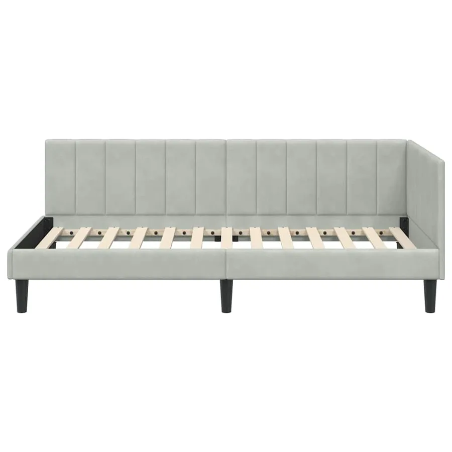 Cadre de lit d'angle Gris clair 90 cm x 200 cm Velours - 5