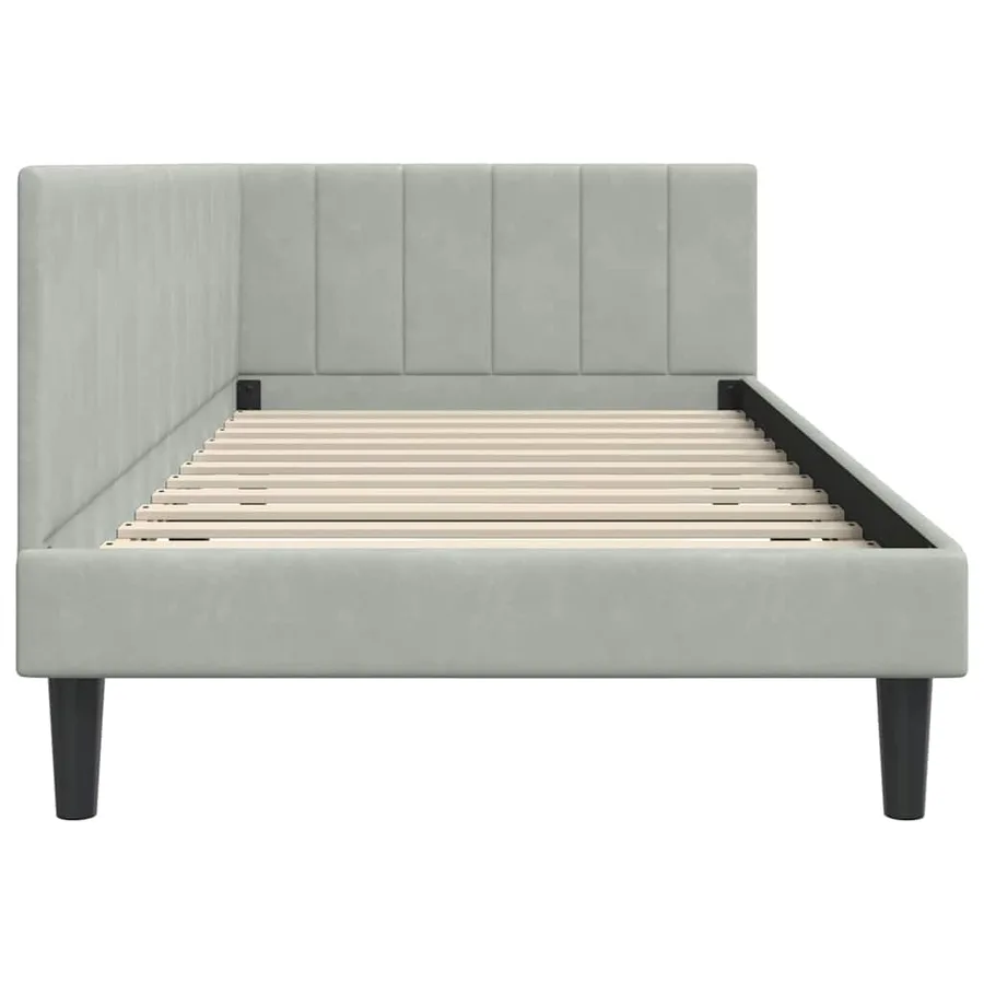 Cadre de lit d'angle Gris clair 90 cm x 200 cm Velours - 6