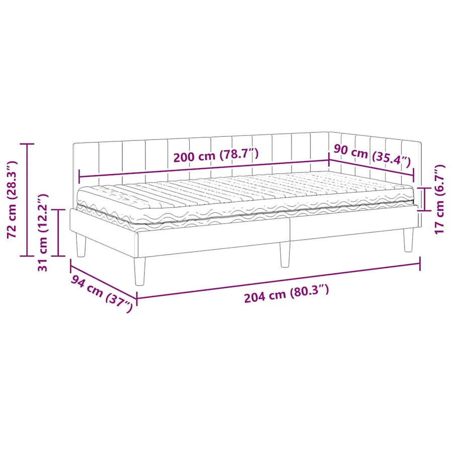 Cadre de lit d'angle avec matelas 2 pcs Jaune Velours - 14