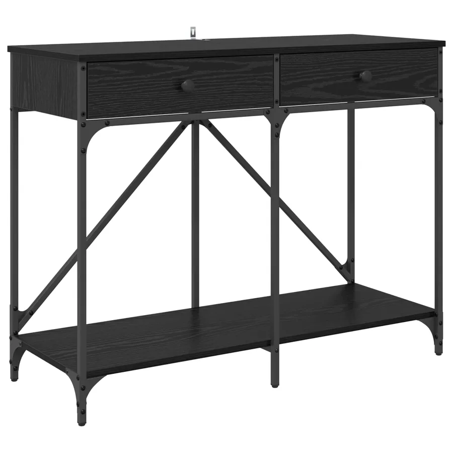 Table console Chêne noir 100 x 39 x 78,5 cm Bois d'ingénierie - 2