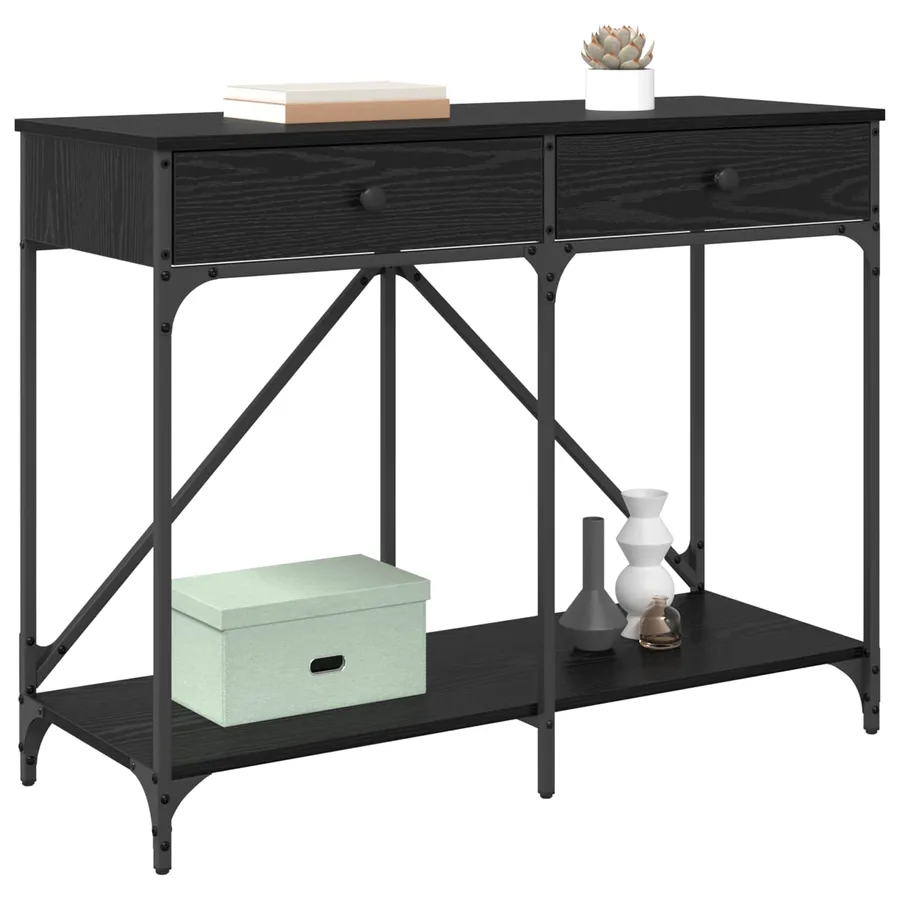 Table console Chêne noir 100 x 39 x 78,5 cm Bois d'ingénierie - 3