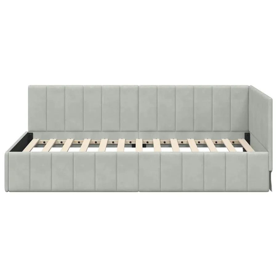 Cadre de lit d'angle Gris clair 100 cm x 200 cm Velours - 5