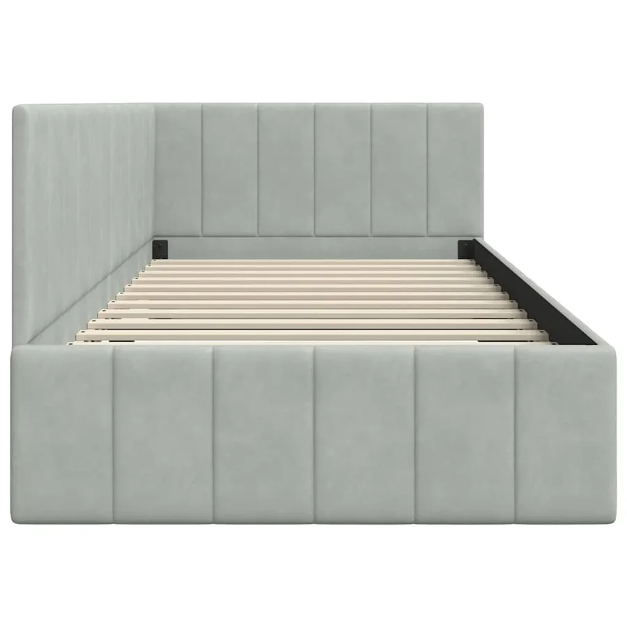 Cadre de lit d'angle Gris clair 100 cm x 200 cm Velours - 6