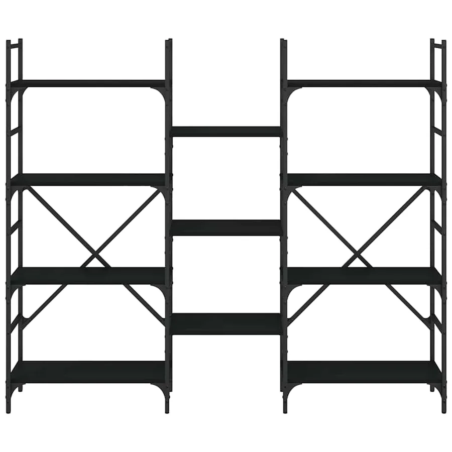 Bibliothèque noir 160x28,5x136,5 cm bois d'ingénierie - 5